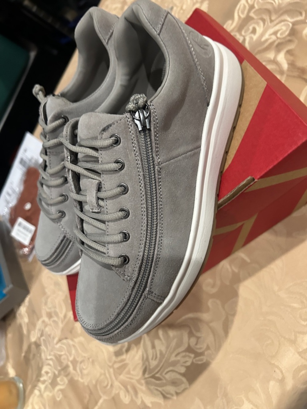 BILLY Women's Gray Athletic Sneakers - Casual Lace-Up Comfort - Picture 5 of 6
